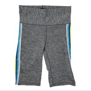 LALA active Athletic Biker Shorts Gray with Vertical Stripes On the Side